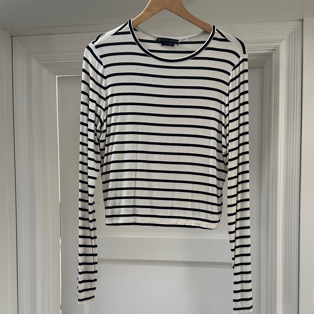Alice + Olivia Striped Long Sleeve Tee